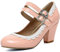 CUTEHEELS Damen Mary Jane Schuhe High Heel Riemchen Pumps(Rosa,44)