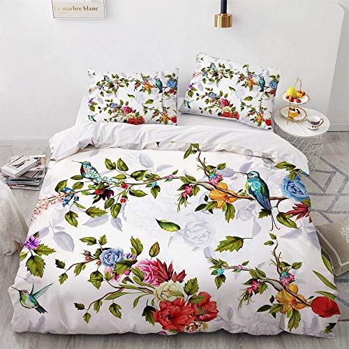 WQIZXCW Parure de Lit 160x200 Fleur de Rose Housse de Couette et Taie d'oreiller 1 Personne en Microfibre 120GSM