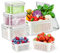 TBMax Fruit Storage Container for Fridge, 4 Pack Fresh Vegetable Container with Colander, Multifunctional Plastic Fridge Organizer Sets, Stackable Refrigerator Boxes for Kitchen