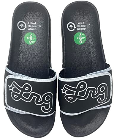 LRG Men's Cursive Slides Black Sandals 8