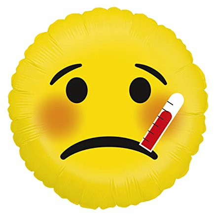 Party Factory Folienballon Emoji krank 45cm, Heliumballon, Luftballon für Geburtstag, Party, Mottoparty