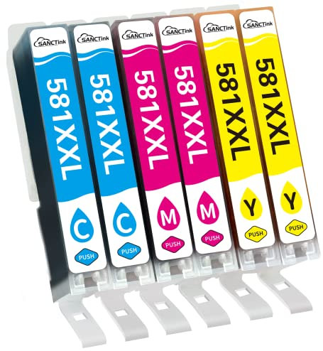 SANCTink 581 XXL CLI-581XXL Multipack Patronen für Canon 581XXL Druckerpatronen Kompatibel mit Canon TS6350 TR8550 TS6150 TS705 TS9550 TS8150 TS6351 TS8150 TS8151 TS8250 (2C/2M/2Y)