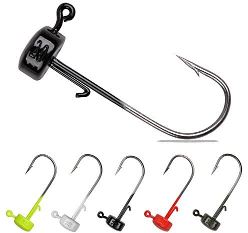 Ned Rig Jigköpfe, Pilzkopf-Jighaken für weiche Köder, Finesse-Pilz-Jigköpfe, Haken, Unkrautlose Jigköpfe zum Barschangeln, 20 Stück