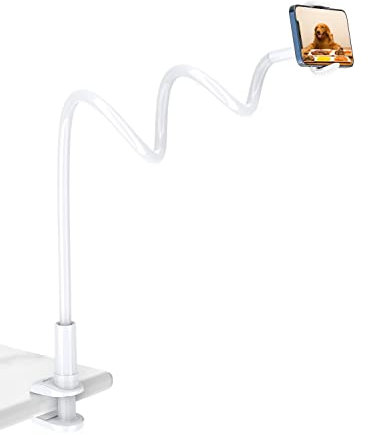 TRYONE Gooseneck Phone Holder Stand for Bed Flexible Long 35-inch Arm Mobile Phones Mount Clamp on Desk Compatible with iPhone 16 15 14 13 12 11Pro Max Plus Mini, Galaxy or Other 4-7 Smartphones