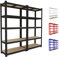 Set Da 2 Scaffale In Metallo E MDF Con 5 Ripiani Regolabili Scaffale Ad Alta Portata Fino a 875 kg Design Modulare 180 x 90 x 40 cm Ideale Per Garage Officina Cantina Capannone Magazzino (Nero)