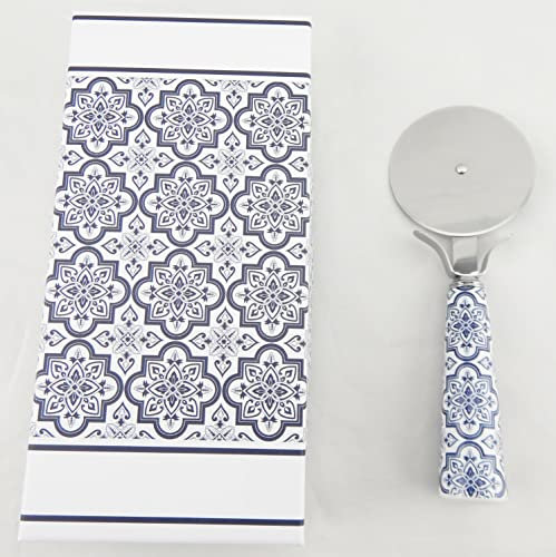 Digiglio Bomboniere Bomboniera Tagliapizza Maiolica Blu Porcellana e Metallo con Astuccio
