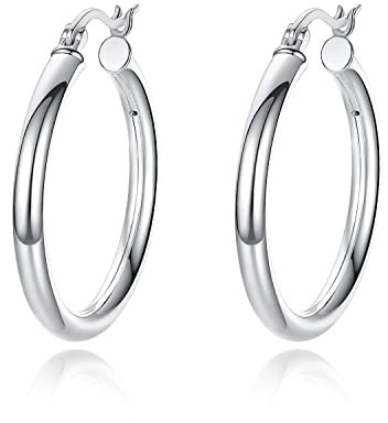 SLIACETE 925 Sterling Silber Creolen 30mm Silber Creolen für Frauen Damen Ohrringe Schmuck Geschenke