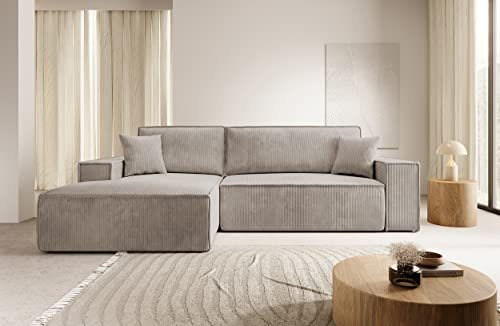 Selsey Sofa Ecksofa Eckcouch Schlafsofa Couch Mit Stauraum Schlaffunktion Pflegeleicht Polyurethanschaum L Form Links Farese Beige Cordoptik