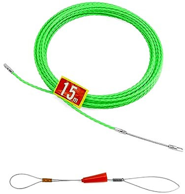 QWORK® 15M Kabeleinzug Einziehhilfen, Wanddrahtfädler, Breite 4,5 mm für Kabelverlegung, Kommunikationskabel, Elektrikerwerkzeuge