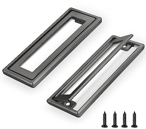 2Pcs Gray Square Recessed Flush Door Pull, Handles for Cabinets and Drawers Zinc Alloy, Metal Trap Door Recessed Pull Handles Flat, Square Hatch Pull Handle for Cupboard, 4.5 * 1.7in (Gray)