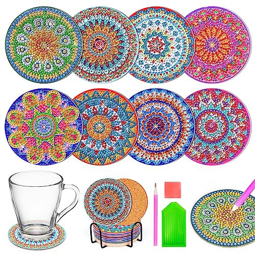 Tateangnik Mandala Diamond Painting Basteln für Kinder, Untersetzer Bastelset Mädchen 8 9 10 11 12 Jahre Kinder Teenager Mädchen Geburtstagsgeschenk für Mädchen Erwachsene1