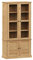 vidaXL Vitrine, Glasvitrine mit Einlegeböden viel Stauraum, Schrank mit Glastüren, Küchenschrank Hochschrank Highboard, Massivholz Kiefer
