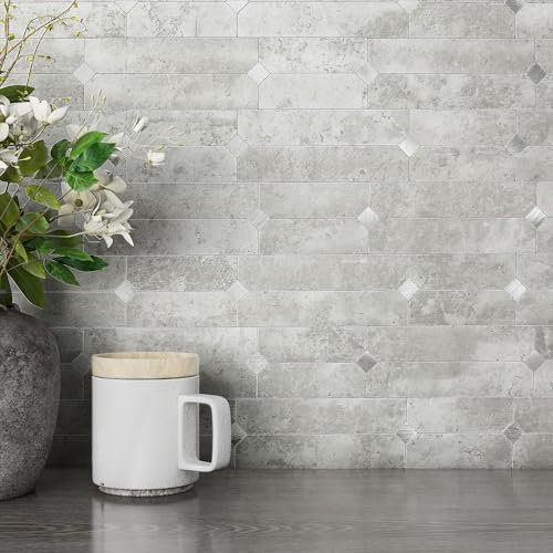 MOFIT Lot de 10 feuilles d'autocollants linéaires mats imperméables pour dosseret de cuisine et salle de bain (gris ciment gris)