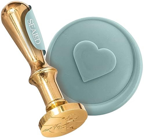 SEALED® Siegelstempel Set für Hochzeit oder besondere Anlässe, Wachssiegel Stempel mit verschiedenen Motiven (Herz)