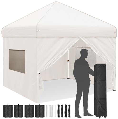 BOKIE Fully Waterproof Pop Up Event Shelter Gazebo with Side and Roller Bag, Canopy Pergola Marquee for Camping Outdoor Garden Party Festival All Seasons (Khaki3m x)