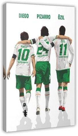 NEDOES Diego Claudio Pizarro Mesut Ozil Werder Bremen – Fußballspieler-Poster, Leinwand-Poster, Schlafzimmer, Dekoration, Sport, Landschaft, Büro, Raumdekoration, Geschenk, Rahmen-Stil, 20 x 30 cm