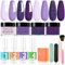 Dip Powder Nail Kit for 4 Colors System Starter Kit Acrylic Dipping System,4 PCS Dipping Powder,4 PCS 15ml Liquid Nail Kit Purple Blue Acrylic Set (Dip-4x15ml-8pcs-03) … …