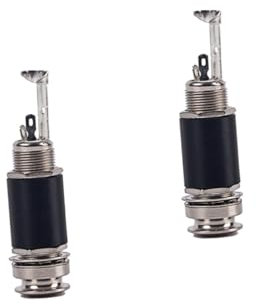 Toyvian 2pcs Guitar Bass End Pin Jack Socket Stereo Phone Jack Replacement for Guitar Bass
