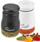 Salière et poivrière - 120 ml - Avec fond en verre - Salière avec couvercle en acier inoxydable - Accessoire de cuisine pour la maison, la cuisine, le restaurant, la table à manger (noir et blanc)