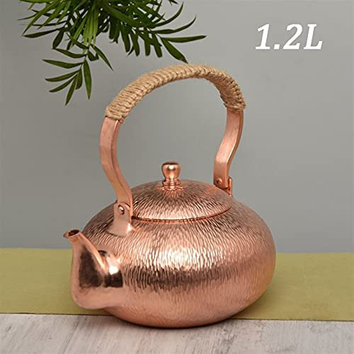 Teapot Traditional Handmade Pure Copper Tea Kettlet Electric Ceramic Heaters Boil Water Tea Pot Thicken Handle Kettle Copper Tea Set Tea Maker (Color : Retro Color-1.2L)