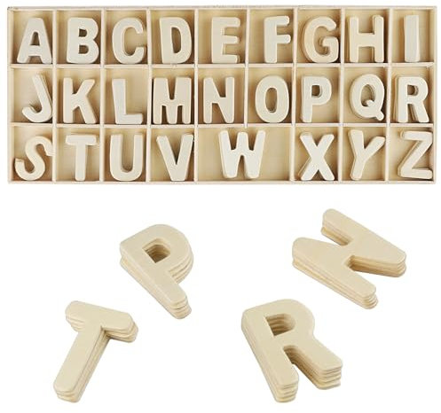 Großbuchstaben A-Z, 130 Stück HolzBuchstaben Set, Holzbuchstaben Klein, Buchstaben Holz, Buchstaben zum Basteln fur DIY Party Heim Dekoration Displays