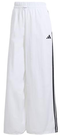 adidas Damen Essentials 3-Stripes Lifestyle Woven Parachute Pants, White/Black, L