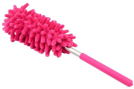 Teleskop Waschbar, Staubwischer Mikrofaser Edelstahl Teleskop Stange und Verbiegbare Eckbesen, Staubwedel Lang Ausziehbar Extra Lang Bis 75cm, für Decken Spinnweben (Rosa)
