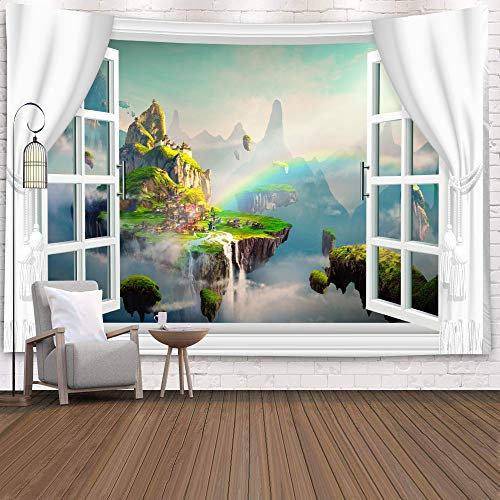Carbono Wandteppich Rainbow Mountain Peak Psychedelic Dekorativer Wandteppiche,Hippie Boho Neuheit Wandteppich Wandbehang,Art Decor Print Stoff Für Schlafzimmer Wohnzimmer College Dorm