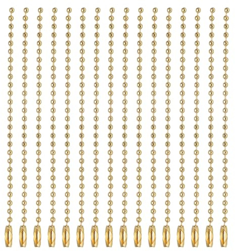 QUARKZMAN 60 Stück Kugelperlenkette, goldene Metallkette 3,94 Zoll lang für die Herstellung von Hundemarken, DIY-Bastelarbeiten und hängende Dekorationen