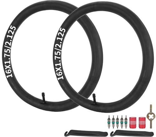 16 x 1,75/1,95/2,10/2,125 Fahrradschlauch mit 32 mm Schrader-Ventil Kompatibel mit 16 x 1,75 16 x 1,9 16 x 1,95 16 x 2,0 16 x 2,125 Road Dirt Kinderfahrrad-Kinderwagen Schlauch 2 Pack