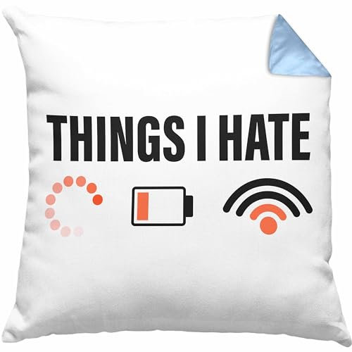 Trendation Things I Hate Kissen mit Füllung 40x40 Geschenk für Neffen Kleiner Bruder Sohn Enkel Gamer Geschenkideen Zocker (Blau)