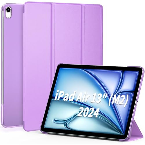 EasyAcc Coque Compatible avec iPad Air 13 Pouces M3 2025 / M2 2024, Ultra Fin Étui de Protection Translucide Mat avec Fonction Support, Couleur Lilas