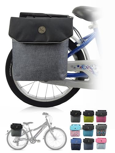 BambiniWelt by Rafael K. Gepäcktasche – Wasserabweisende Gepäckträgertasche für Kinderfahrrad 18–24 Zoll – für alle PUKY und WOOM Räder – robuste Fahrradtasche (grau (M2))