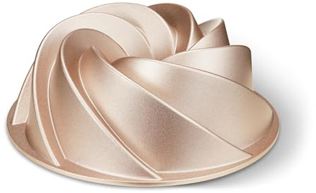 KITESSENSU Antihaft Gugelhupfform, 24 cm Aluminium Kuchenform | 1,8 L schwere Gugelhupf Backform, langlebig, rost- und kratzfest, Rose Gold
