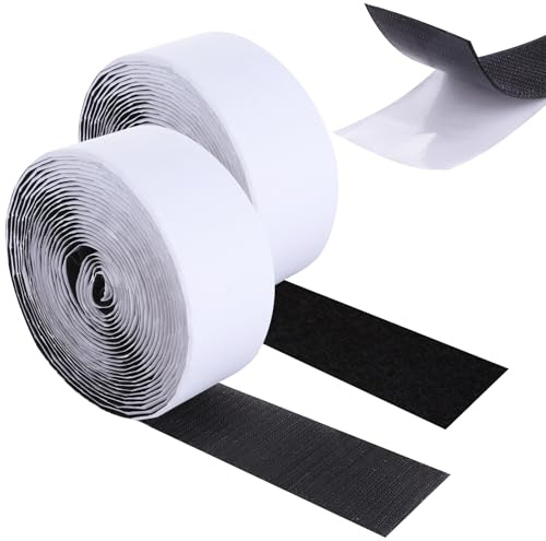 ASelected 12M Klettband Klettband Selbstklebend 50mm Klettverschluss Selbstklebend für Moskitonetze Fenster Bilderrahmen Automatten Schwarz