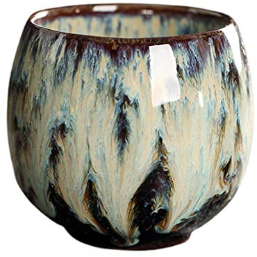 FLCPJGV Tasses à Thé, Tasse à Thé Chinoise en Poterie, Tasses à Thé Japonaises, Tasses à Thé en Porcelaine Asiatique, Tasse en Céramique sans Poignée de 110 M, ré