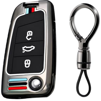 Ysbxitu Clé de Voiture Intelligente en métal Compatible avec VW Golf 7 Polo Tiguan Seat Ibiza Ateca pour Skoda Fabia MK7 Boîtier de télécommande Boîtier de clé de Voiture Tuning B Noir