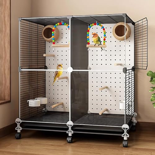WXXSHGDW Vogelkäfig Groß, Papageienkäfig, Wellensittich Käfig, Vogelvoliere mit Rädern, Vogelhäuschen, Standstange, Tablett, Schaukel, für Kleine Vögel Wie Papageien, Conure, Unzertrennliche