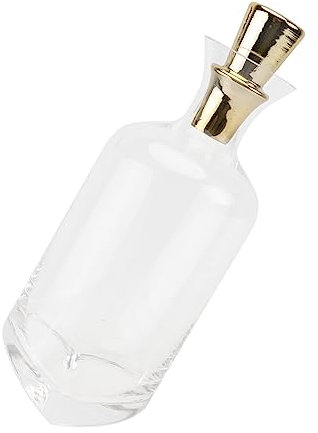 MAGICLULU Creative Inclined Glass Wine Decanter Set Gold Lid Stylish 1-Piece Crystal Carafe for Serving and Aerating Wine for Entertaining and Home Decor