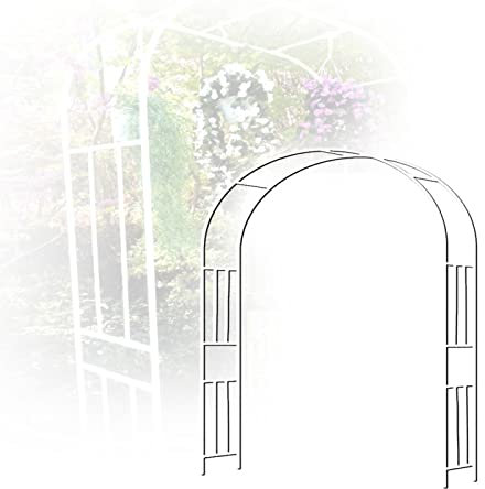 Romantischer Gartentorbogen für Kletterpflanzen, 2,4 m hoch, Metall, Rosenbogen in Weiß, breit, 150 cm x 240 cm, ideal für Blumenständer