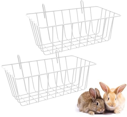 Kaninchen Heu Futterstation, 2 Stück Heuhalter Für Kaninchen, Metall Kaninchen Heuraufe, Hasen Futterstation Mit Haken, Für Aufhängen Von Heu Raufen Hasen Heu Futterstation 23x10x7.5cm