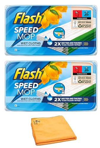 Flash Speed Mop Refills Wipes 48 Wet Cloth Wipes Lemon Scent With Microfiber Cloth Floor Cleaner Mop, Lemon Anti-Bac Household Wet & Dry Hygiene Mops