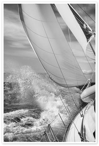Segeln Schwarz/Weiß Poster von Jan Schuler 60 x 90 cm Grau Wandbilder Wanddeko