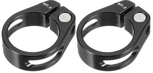 PATIKIL 31.8mm Cycles Bike Seat Post Clamp, 2 Pcs Aluminum Alloy Tube Clip Bike Quick Release Clamp for Mountain Road Gear Track Folding Black