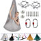 Bestash Aerial Yogatuch, 5 * 2.8m Groß Yoga HäNgematte Set Aerial, Akrobatik Tuch, Yogatuch Zum AufhäNgen Inklusive VollstäNdiger Installationshardware Nur für Erwachsene (Grey)