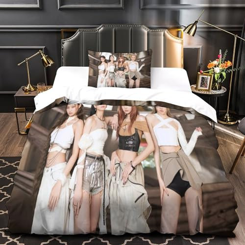 MJCZEGDCR 3D Bettwäsche Set Teenager Blackpink Mikrofaser Bettbezug 2-teiliges Mit Reißverschluss Und Kissenbezug Schlafzimmerdekoration Single（135x200cm）