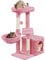 Yaheetech Cat Tree 87cm Small Cat Tower Indoor kittens Climbing Tower w/Scratching Posts for Kittens Multi-Level Pet Activity Center w/Large Condo＆Perch, Pink