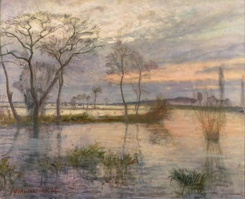 XcBAIHOUD Berühmte Gemälde Moderne Wandbild Kunstdruck Wand Dekoration Abend an der Wumme von Otto Modersohn Wandposter Kunstdruck für Wohnzimmerdekoration 60x90cm