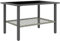 Outsunny Table basse d'extérieur en rotin, table d'appoint rectangulaire avec plateau en verre trempé, étagère de rangement, repose-pieds, meubles de jardin pour terrasse, balcon, gris mélangé