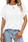 Dressmine Women Tops Ribbed Knit Round Neck Tee Short Sleeve T Shirts Basic T-Shirt Y2K Loose Fit Tee Tops White Medium